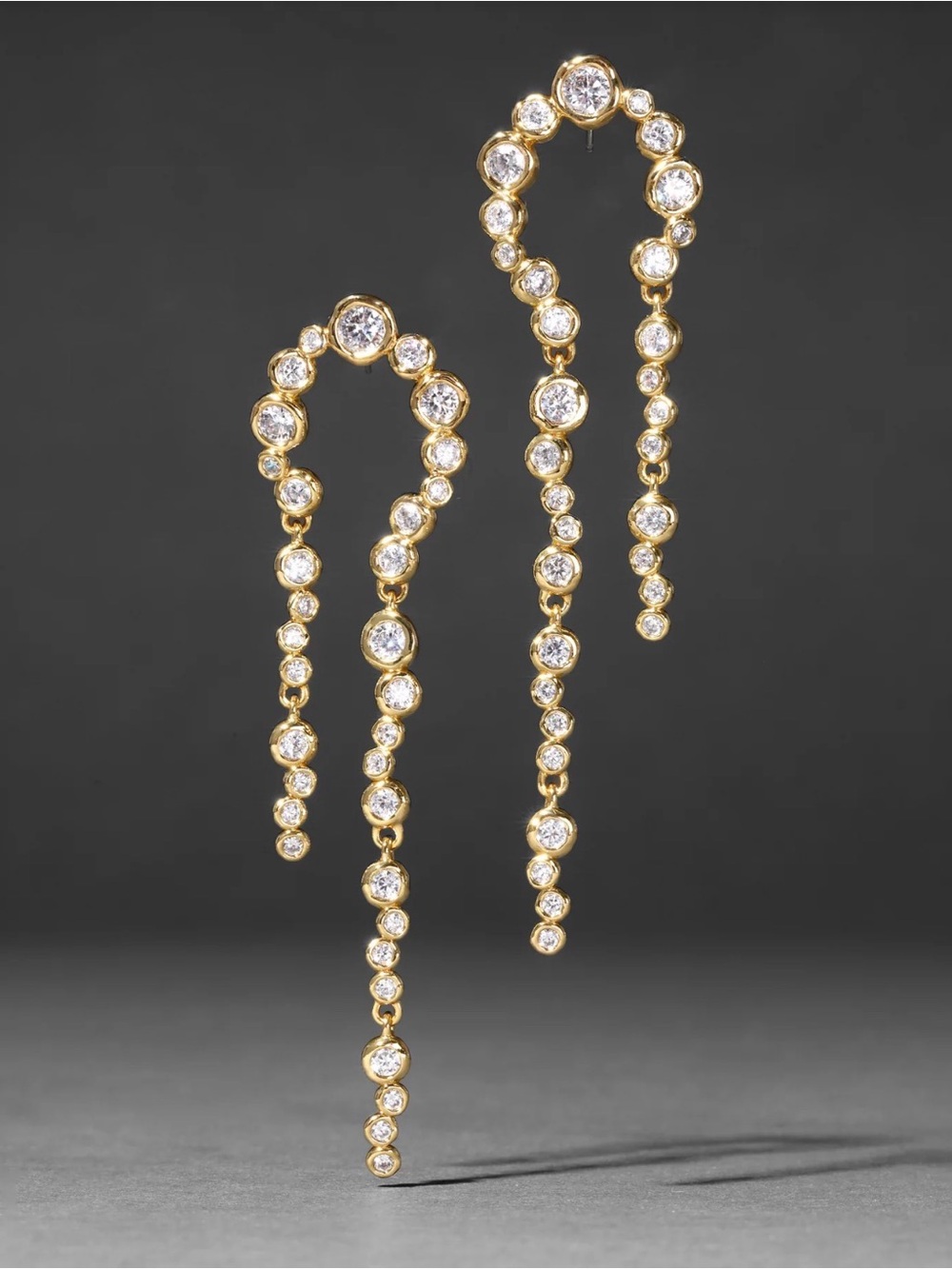 NEW Alexis Bittar Asterales Arched Long Earrings 14k Gold Plate Clear JN21 JL09